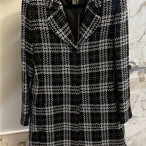 Donna Karan Black and White Checkered Blazer